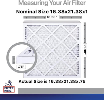 Filter King 16.38x21.38x1 Air Filter | 4-PACK | Carbon MERV 8 HVAC Pleated A/C Furnace Filters | MADE IN USA | Actual Size: 16.38 x 21.38 x .75"