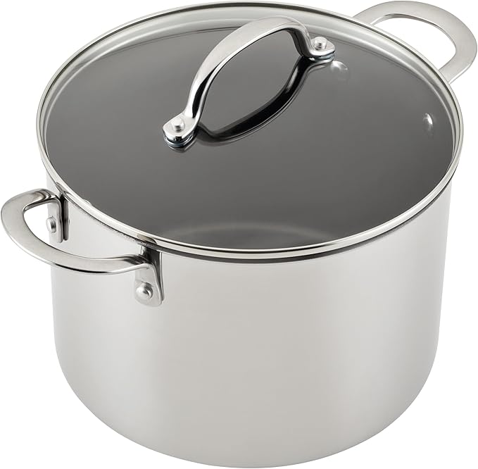 Farberware Millennium Stainless Steel Nonstick Cookware Set, 10-Piece Pot and Pan Set, Stainless Steel