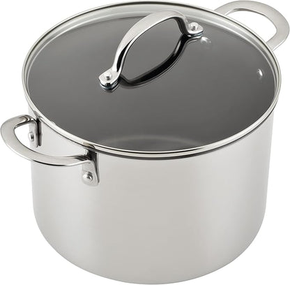 Farberware Millennium Stainless Steel Nonstick Cookware Set, 10-Piece Pot and Pan Set, Stainless Steel