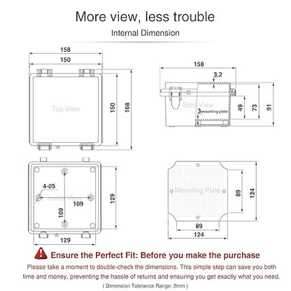 QILIPSU Waterproof Junction Box IP67 Outdoor Plastic Electrical Project Enclosure Weatherproof with Mounting Plate, Wall Brackets, Hinged Clear Cover 5.9"x5.9"x3.5" CC