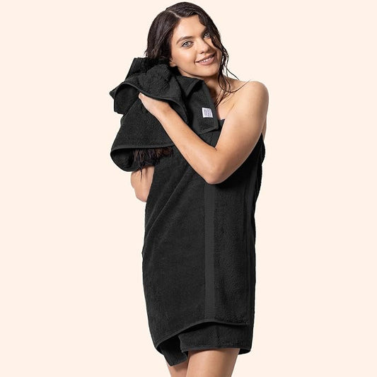 Chakir Turkish Linens 100% Cotton Premium Turkish Towels for Bathroom | 27'' x 54'' (4-Piece Bath Towels - Black)