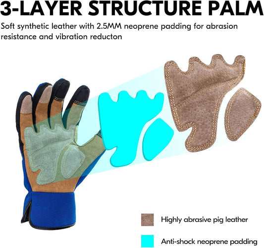 Vgo... 1-Pair Gardening Gloves Men, Safety Work Gloves, Puncture-proof, Thornproof, Touchscreen (SL7475)