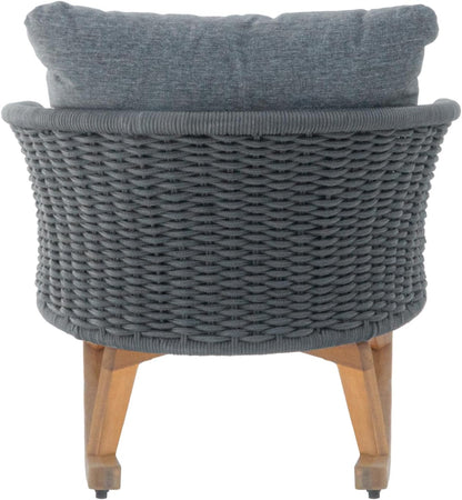 Set of 2 Gray Wicker Rocking Chairs: Contemporary Minimalist Design with Polyester Cushions & Wooden Frame - Indoor & Outdoor Use for Patio Balcony or Living Room