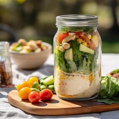 ComSaf Wide Mouth Mason Jars 32 oz with Lids 2 Pcs, Quart Mason Jars with Seal Band, Large Glass Jar, Big Canning Containers for Pickles, Jams, Sauces, Salsa, Sourdough, Juice, Suntea, Food Storage