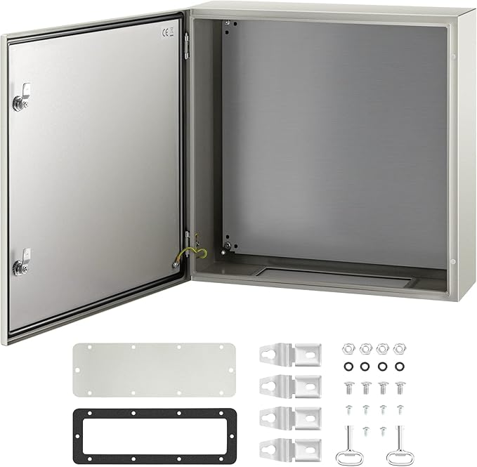 VEVOR NEMA Steel Enclosure, 24 x 24 x 8'' NEMA 4X Steel Electrical Box, IP66 Waterproof & Dustproof, Outdoor/Indoor Electrical Junction Box, with Mounting Plate