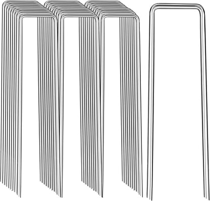 Landscape Staples 12 Inch, 12 Pack 8 Gauge Galvanized Garden Staples U-Shaped Landscape Stakes, Heavy Duty Ground Stakes for Outdoor Decorations, Weed Barrier Fabric, Irigation Tubing, Tent