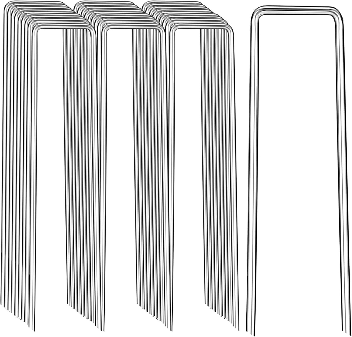 Landscape Staples 8 Inch, 50 Pack 8 Gauge Galvanized Garden Staples U-Shaped Landscape Stakes, Heavy Duty Ground Stakes for Outdoor Decorations, Weed Barrier Fabric, Irigation Tubing, Tent