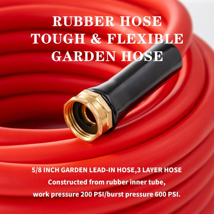 Garden Hose 25 ft x 5/8” Hot/Cold Water Hose,-50°F to 190°F,Burst 600Psi Flexible & Lightweight Upgraded Rubber Hoses,3/4” Solid Fittings for All-weather Outdoor Lawn & Garden