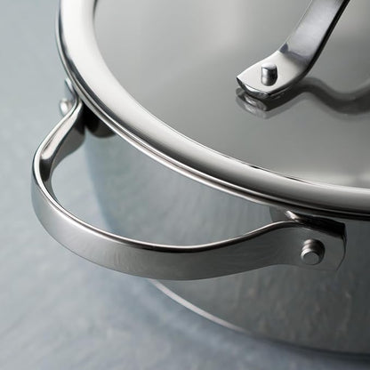 Tramontina Tempo Tri-Ply Base Stainless Steel 4-Quart Sauce Pan with Glass Lid, Induction-Ready Saucepan, Oven-Safe, Dishwasher-Safe