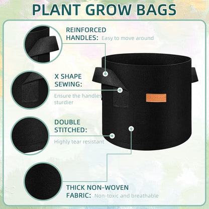 200 Pack 10 Gallons Grow Bags, Non-Woven Fabric Pots Plant Bags, Plant Grow Bags with Handles, Garden Plant Bags for Potatoes, Carrots, Tomatoes and Other Vegetable,Fruits