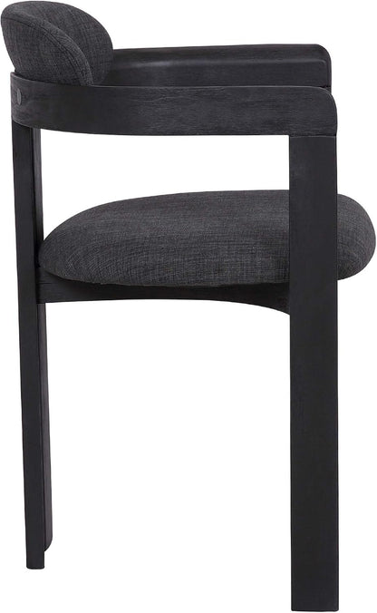 Armen Living Jazmin Contemporary Dining Chair in Black Brushed Wood Finish and Charcoal Fabric - Set of 6