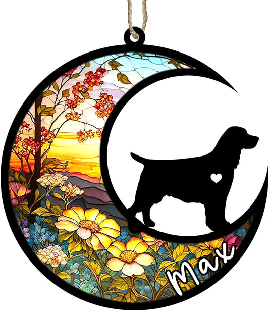 Personalized Dog Memorial, Custom Name English Springer Spaniel Dog Christmas Ornament with Name, Custom Breeds, Pet Loss Light Catcher, Gifts for Lovers Loss of Pet Sympathy on Mothers Day Christmas