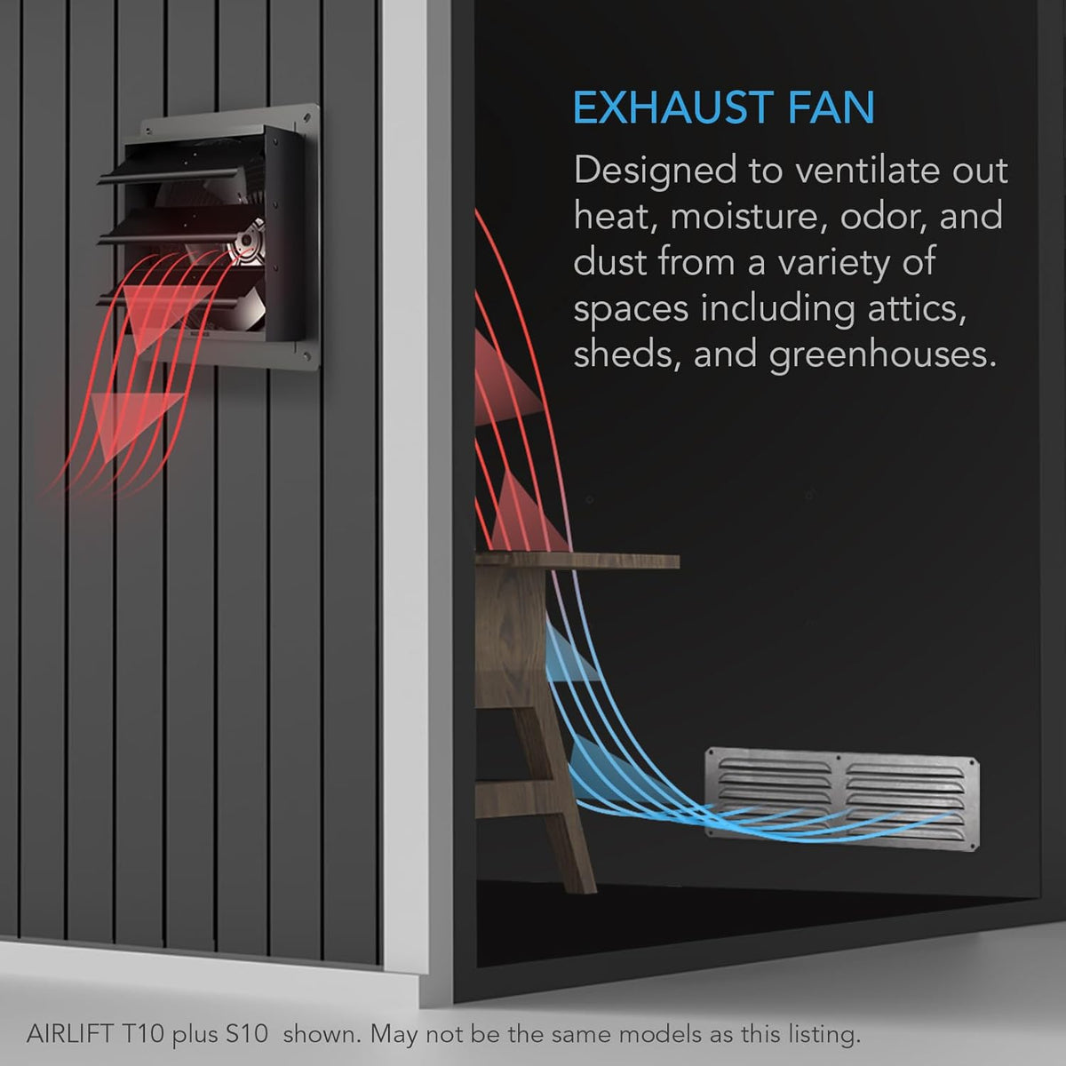 AC Infinity AIRLIFT T16, Shutter Exhaust Fan 16" with WiFi Temperature Humidity Controller, EC-Motor Wall Mount Ventilation and Cooling for Sheds, Attics, Workshops, and Greenhouses