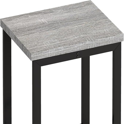 Harper & Bright Designs 4-Piece Dining Table Set, 60.2" L Wood Dining Table with 3 Stools and Metal Frame for Kitchen Dining Room, Convenient Hanging Stool Design, Grey+Black