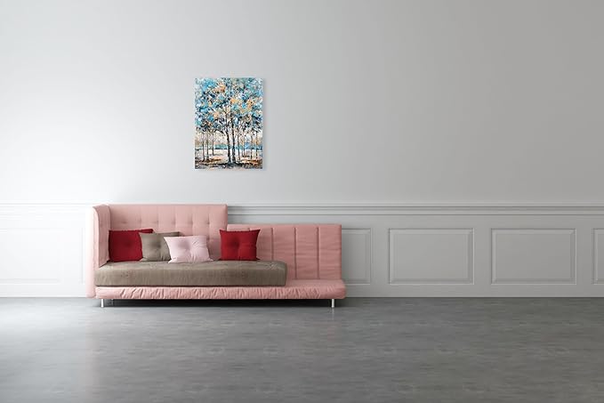 NdcSkyArt Blue Tree Canvas Wall Art - Abstract Forest Paintings for Modern Living Room, Bedroom, and Bathroom Décor