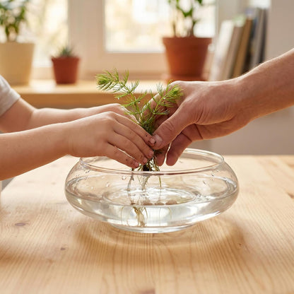 2pcs Glass Floating Candle Holders Bowl Set, Elegant Minimalist Glass Candle Holder Bowls with Stable Base for Wedding Table Centerpiece and Romantic Dinners