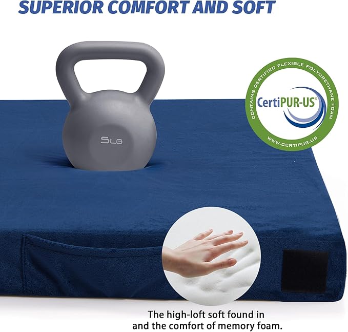 CYMULA CertiPUR-US Memory Foam Camping Mattress Pad, Portable Foam Sleeping Pad for Camping, Roll up Sleeping Mat for Adults Guest Floor Bed for Sleepover, Car, Tent SUV Cot Mattress