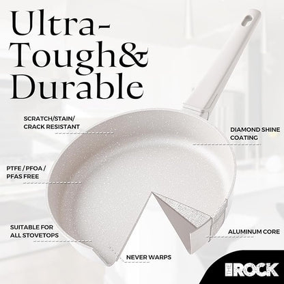 THE ROCK SOHO 8-Inch Ceramic Non Stick Frying Pan – Nothing Sticks, Never Warps, Lasts Longer, Non Toxic Skillet with Heat-Resistant Handle, PTFE PFOA & PFAS Free, Oven & Dishwasher Safe, Cream