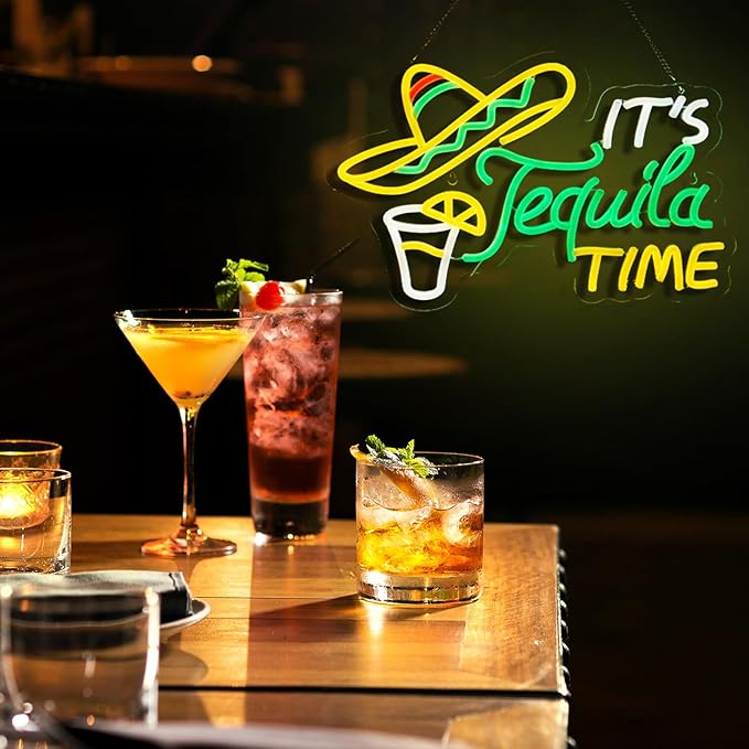 Tequila Neon Sign Mexican Tequila LED Neon Light USB Powered Dimmable Man Cave Cafe Bistro Club Party Beer Bar Restaurant Decor(16.3x11.2 Inch)