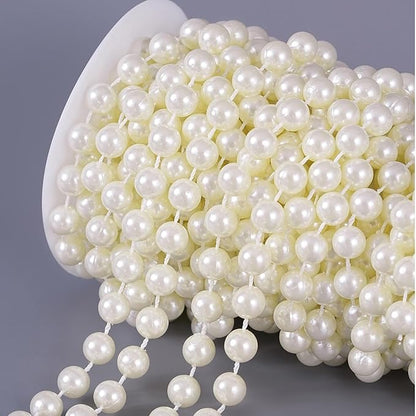 11 Yards/33Feet Pearl Garland Craft String Pearls, Faux Pearl for Wedding Party Decoration, Christmas Tree Decorations and DIY Crafts (Ivory, 10 mm 33 Feet)