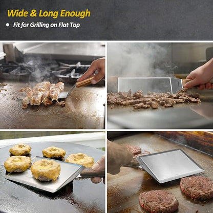 Stainless Steel Spatula Set, Grill Spatula Set with Full Tang Handle & Beveled Edges, Long Wide Spatula for Cast Iron Griddle BBQ Flat Top Grill, Pancake Turner, Smash Burgers Metal Flipper
