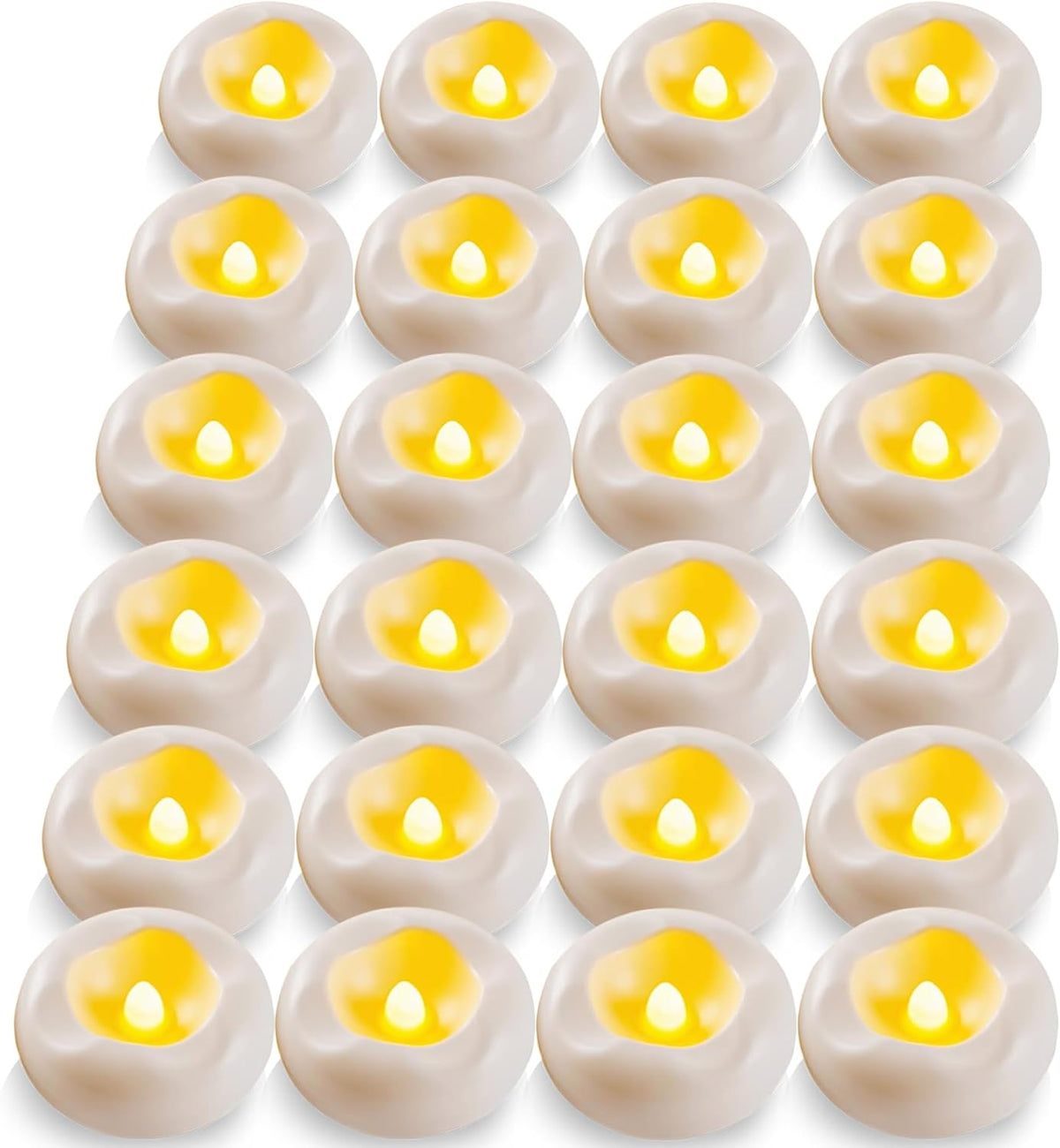 Floating Candles Water-Activated Flameless LED Candle 160+ Hours Waterproof Plastic 2.3" White Battery Operated Candle for Centerpieces Cylinder Vases Table Decorations Wedding Pool Party 24 Packs