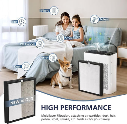 TZ-K2 Replacement Fil-ter Compatible with ToLife TZ-K2 Air Puri-fier for Home Large Room, 3-in-1 HEPA High-Efficiency Activated Carbon TZ-K2-A Fil-ter, 3 Pack