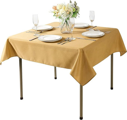 Cupuamon Square Tablecloth 70x70 inch Washable Polyester Fabric Table Cloth for Wedding Party Dining Banquet Decoration（70x70,Gold）