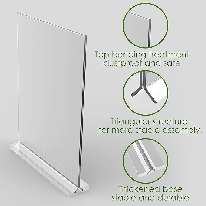 newnewshow 8.5x11 Acrylic Sign Holder 3 Pack Vertical Double-Sided Display (Optional 8.5x11 8.5x5.5 5x7 Horizontal and Vertical)