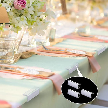 24 Pieces Table Skirting Clips Clear Tablecloth Clips for Indoor Outdoor Events Wedding Meeting Party Picnic Banquet