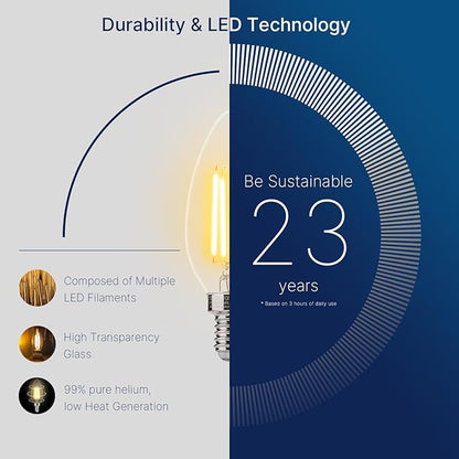FLSNT 24 Pack LED Candelabra Bulbs 60W Equivalent, B11 Dimmable LED Chandelier Light Bulbs, E12 Base, 2700K Soft White