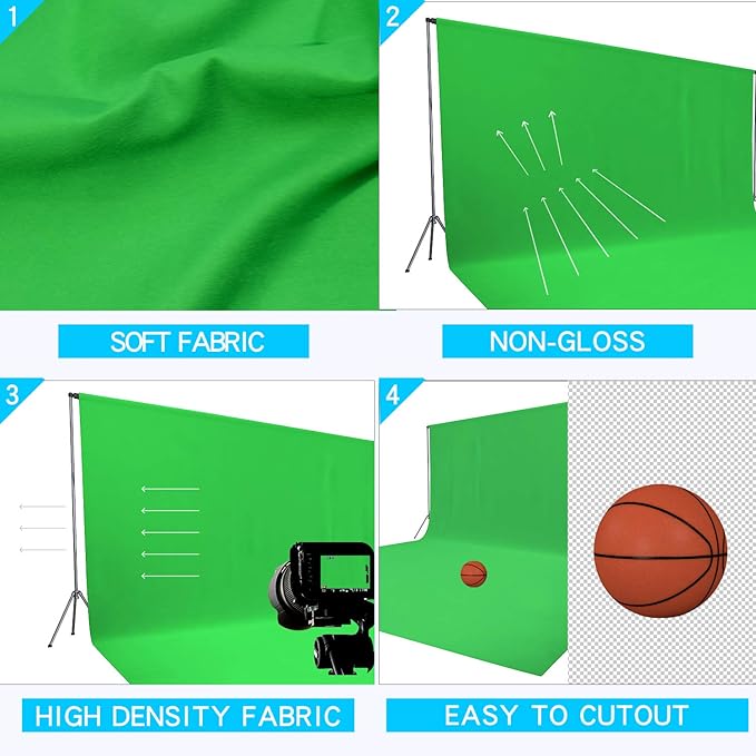 ISSUNTEX 5X7 ft Background Muslin Backdrop, Photo Studio, Collapsible High Density Screen for Video Photography and Television-Green