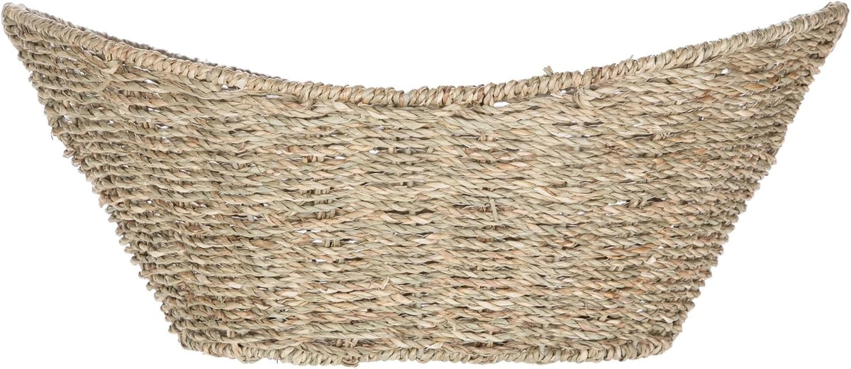 Oval Natural Seagrass Storage Basket with Cut-Out Handles