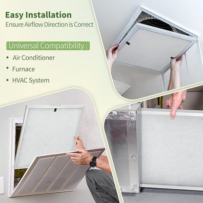 20x20x1 Reusable Air Filter MERV 8 Washable Furnace & AC Filter with 2 Extra Media Pads, Aluminum Electrostatic Air Filters for Home, Fits HVAC System, Air Conditioner, Air Handler