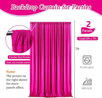 10 x 7 Feet Rose Red Backdrop Curtain for Partie, Background Curtains for Photoshoot, Birthday, Wedding, Halloween, Thanksgiving, Christmas Day, New Year Party Decorations 5Ft x 7Ft, 2 Panels