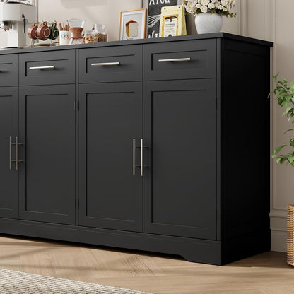 HOSTACK 60" W Sideboard Buffet Cabinet with Storage, Kitchen Cabinet, Black