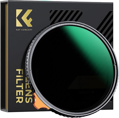 K&F CONCEPT 82mm Black Diffusion Mist 1/4 Effect & Variable ND2-400 (1-9 Stops) ND Lens Filter 2 in 1, Putter Adjust Multi-Function Filter for Camera Lens with 28 Multi-Coated (Nano-X Series)