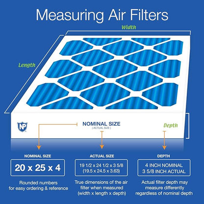Nordic Pure 20x25x4 (Actual Size: 19 1/2 x 24 1/2 x 3 5/8) Pleated Air Filters MERV 7 Plus Carbon 2 Pack