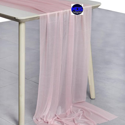 MDS Halloween Chiffon Table Runner - 25 Pack, 29 x 170 Inches, 14ft Each - Sheer Spooky Table Runners for Haunted House Parties, Trick-or-Treat Tables, Witchy Décor, Wedding & Events - Blush Pink
