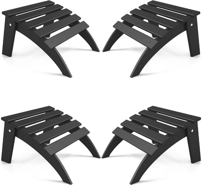 FOOWIN Folding Adirondack Ottoman Set of 4, HDPE All Weather Adirondack Footrests, Ottoman for Adirondack Chair,Patio Footstool for Outside Easy Storage,for Patio, Backyard, Porch, Garden, Black