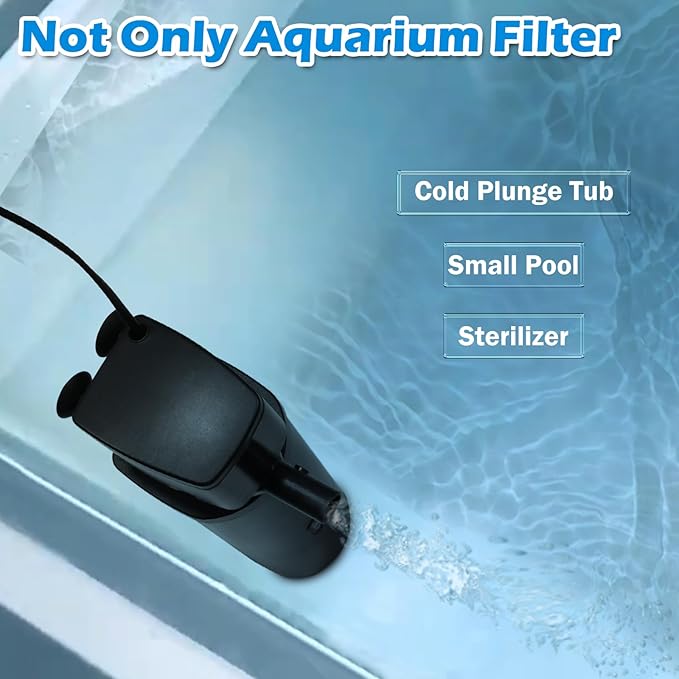 Aquarium U-V Filter 300GPH for Large 80-200 Gal Fish Tank Pond, Powerful Internal Submersible Pump Green Water Clean Killing Machine Air Supply Deodorization Keep Saltwater Freshwater Crystal Clear
