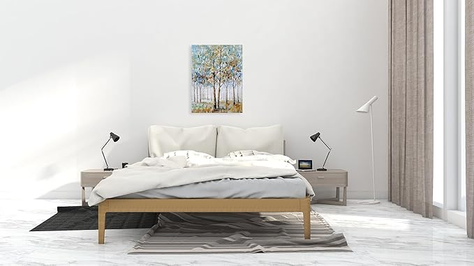 NdcSkyArt Tree Canvas Wall Art - Hand Painted Abstract Forest Painting for Modern Home Décor