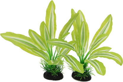 Silk Aquarium Plants for Betta Fish Tank, 2 Pcs 8 Inch Small Silk Aquarium Plant Aquatic Water Grass Decoration，Green-Yellow