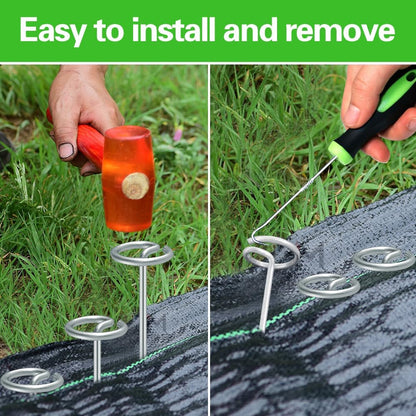 Bakulyor 50Pcs Circle Top Landscape Staples, 6 Inch Garden Stake 9 Gauge Galvanized Landscape Fabric Stakes, Heavy Duty Yard Ground Pins for Outdoor Gardening Weed Barrier Sod Fabric - Silver 6"