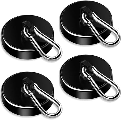 DIYMAG Black Magnetic Hooks,200LBS Strong Heavy Duty Neodymium Magnet Hooks ，Strong Magnetic Hooks for Hanging at Home, Office Locker, Workplace, Refrigerator, Cruise Ship or Travel, 4 Pack
