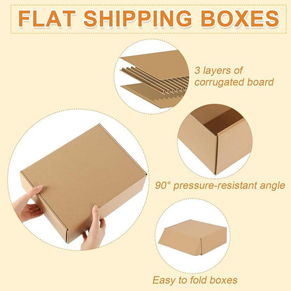 Qilery 100 Pcs Shipping Boxes Cardboard Gift Corrugated Cardboard Brown Boxes Mailer Packaging for Mailing Small Business Present (12 x 9 x 4 Inches)