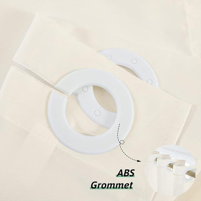 Furlinic Beige No Hook Small Stall Shower Curtain 48x78 Inch,Half Narrow Size Polyester Fabric Bathroom Curtains with 6 Plastic Split Grommets,Hotel Quality Waterproof Washable Bath Curtain