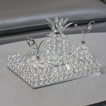 Elegant Decorative Trays & Crystal Fruit 4-Piece Set, Crystal Tea Light Holder - Wedding Centerpieces for Holidays, Home Table Decorations, Fruit Displays and Candle Holders (Silver, Set of Four)