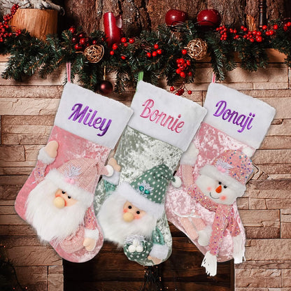 ULICO Personalized Christmas Stocking, Pink Custom Christmas Stocking 18 Inches Xmas Stockings Holiday Christmas Decoration for Family Gril Boy Kids(1 Pcs)