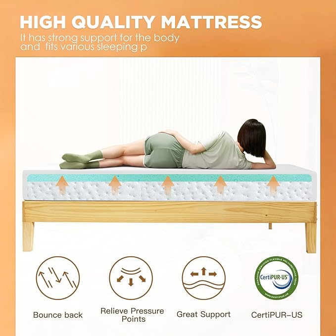 PayLessHere 12 Inch Gel Memory Foam Mattress Medium Firm Mattresses CertiPUR-US Certified Bed-in-a-Box Pressure Relieving California King Size,Fiberglass Free，White